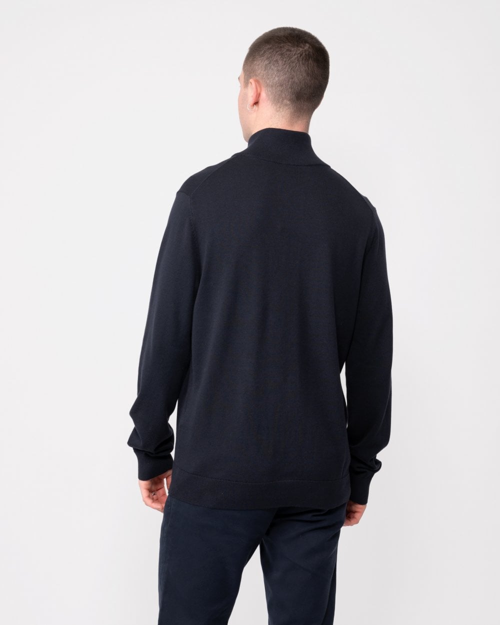 PS Paul Smith Mens Zip Neck Zebra Badge Sweater - 49 Very Dark Navy