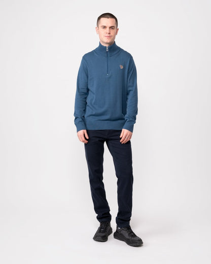 PS Paul Smith Mens Zip Neck Zebra Badge Sweater - 46 Indigo