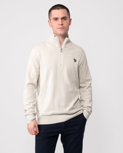 PS Paul Smith Mens Zip Neck Zebra Badge Sweater - 70A Light Beige