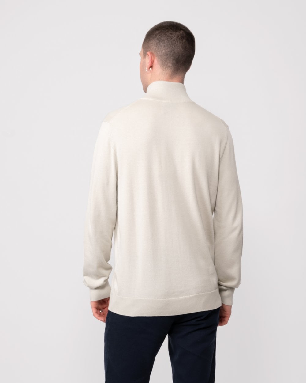 PS Paul Smith Mens Zip Neck Zebra Badge Sweater - 70A Light Beige