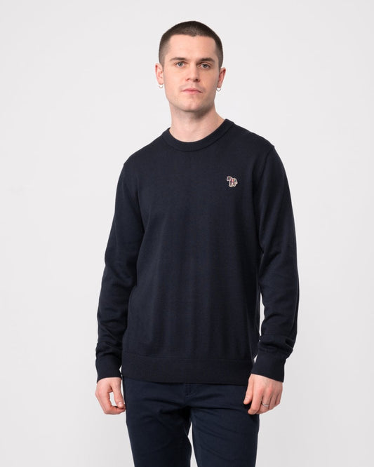 PS Paul Smith Mens Crew Neck Zebra Badge Jumper - 49 Very Dark Navy