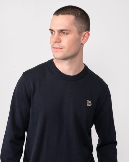 PS Paul Smith Mens Crew Neck Zebra Badge Jumper - 49 Very Dark Navy