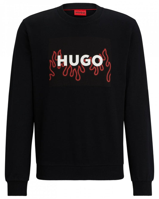 HUGO HUGO Duragol Mens Flame Print Graphic Logo Sweatshirt