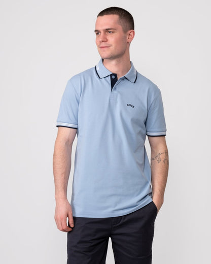 BOSS Green Paul Curved Logo Contrast Collar Mens Polo Shirt A/W 23