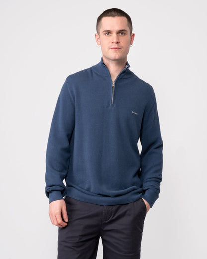 GANT Mens Cotton Pique Half Zip Jumper