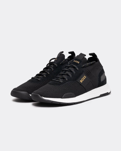 BOSS Orange Titanium_Runn Mens Structured-Knit Sock Trainers With Branding
