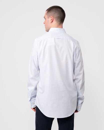 GANT Mens Slim Fit Striped Poplin Shield Shirt - 455 Light Blue
