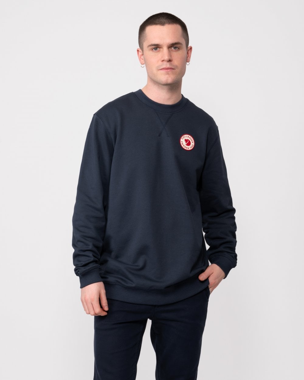 Fjallraven 1960 Logo Badge Mens Sweatshirt - Dark Navy 555 - CHO - Designer Mens Sweatshirts