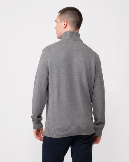 GANT Mens Casual Cotton Half Zip Jumper - 92 Dark Grey Melange