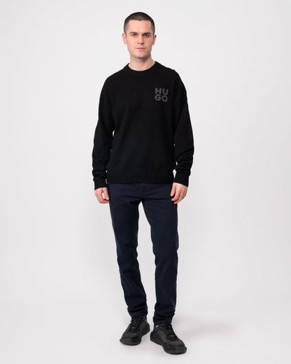 HUGO San Cassio Mens Stacked Logo Sweater - Black 001