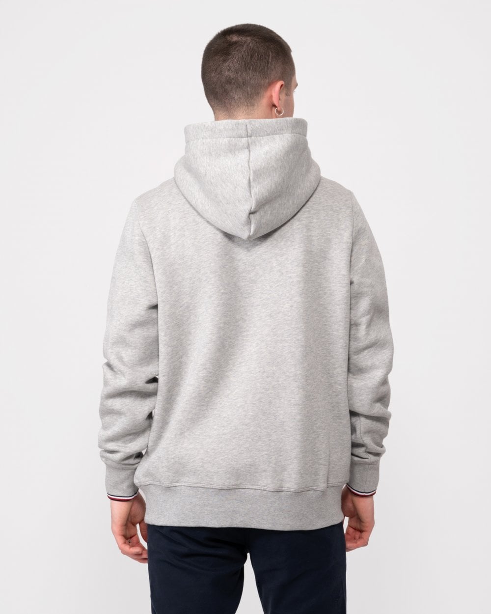 Tommy Hilfiger Tommy Logo Tipped Mens Hoodie - Light Grey Heather