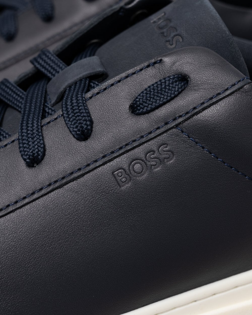 BOSS Orange Clint Mens Cupsole Lace-Up Trainers in Leather and Nubuck