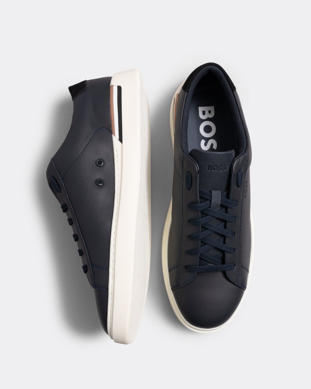 BOSS Orange Clint Mens Cupsole Lace-Up Trainers in Leather and Nubuck