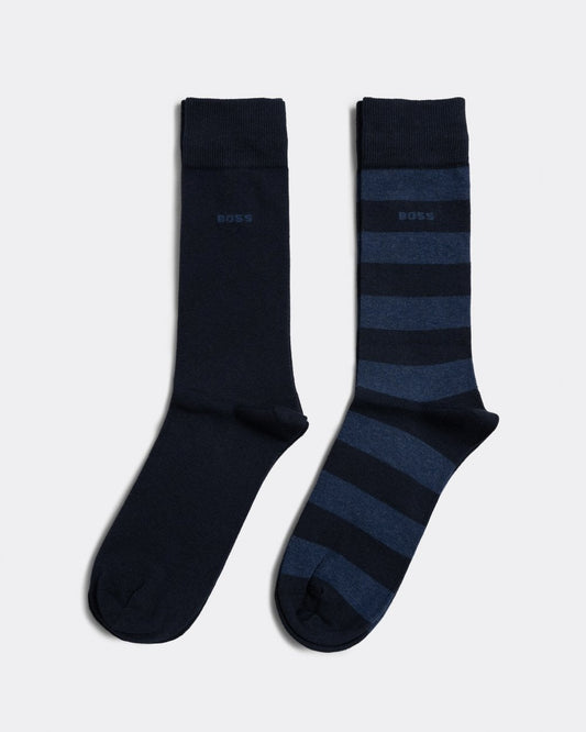BOSS Orange BOSS 2 Pack Block Colour/Striped Socks