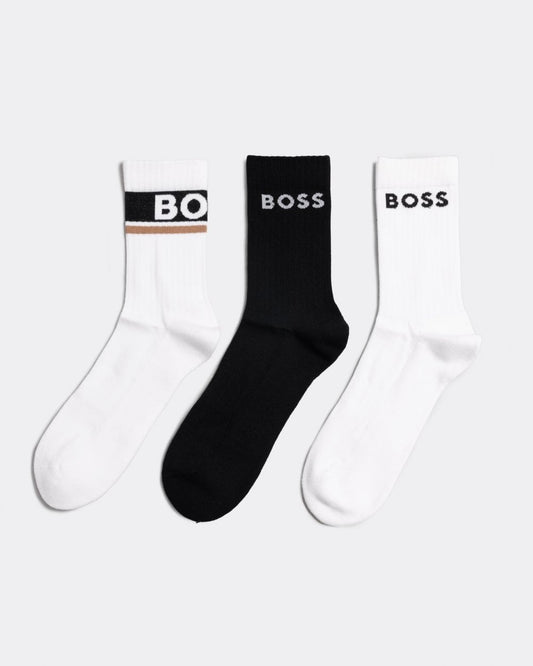 BOSS Orange BOSS Orange 3-Pack Mens Quarter Length Combed Cotton Logo Socks