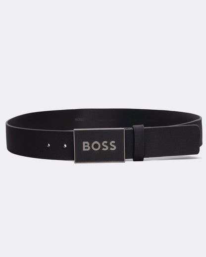 BOSS Orange Icon-S1 Mens Plaque-Buckle Belt In Italian Leather