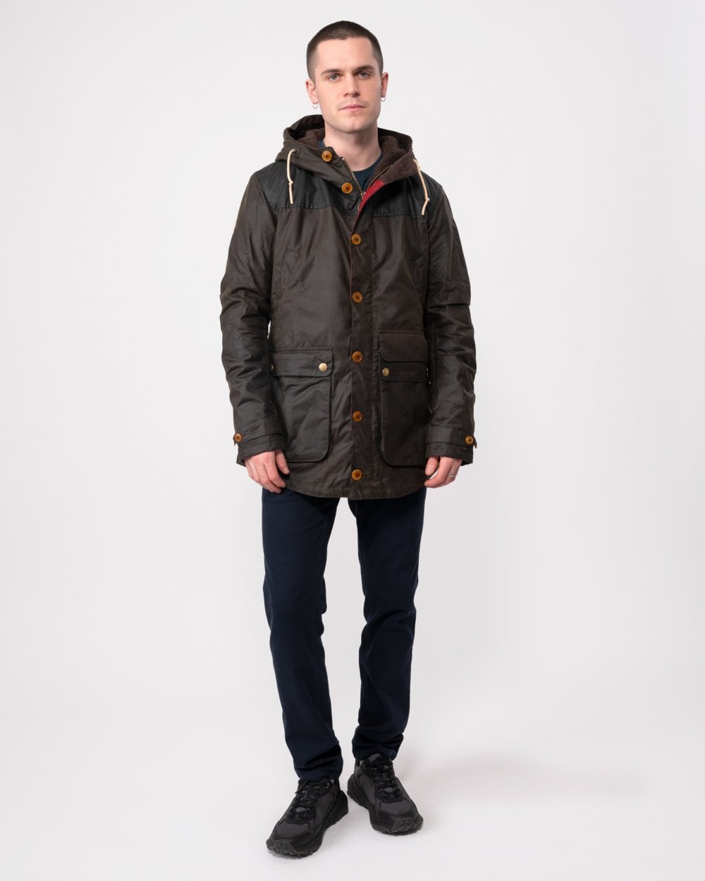 Barbour Men's Game Parka Wax Jacket Black Barbour Game Mens