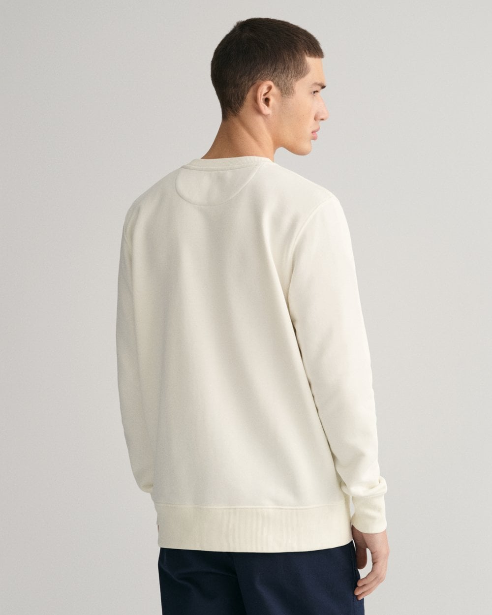 GANT Mens Regular Fit Shield Logo Crew Neck Sweatshirt - 113 Eggshell
