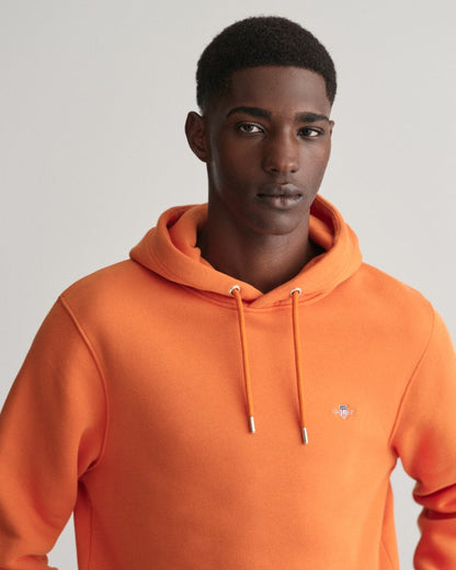 GANT Mens Regular Fit Shield Logo Pullover Hoodie - 860 Pumpkin Orange