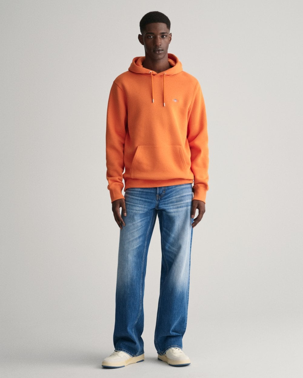 GANT Mens Regular Fit Shield Logo Pullover Hoodie - 860 Pumpkin Orange
