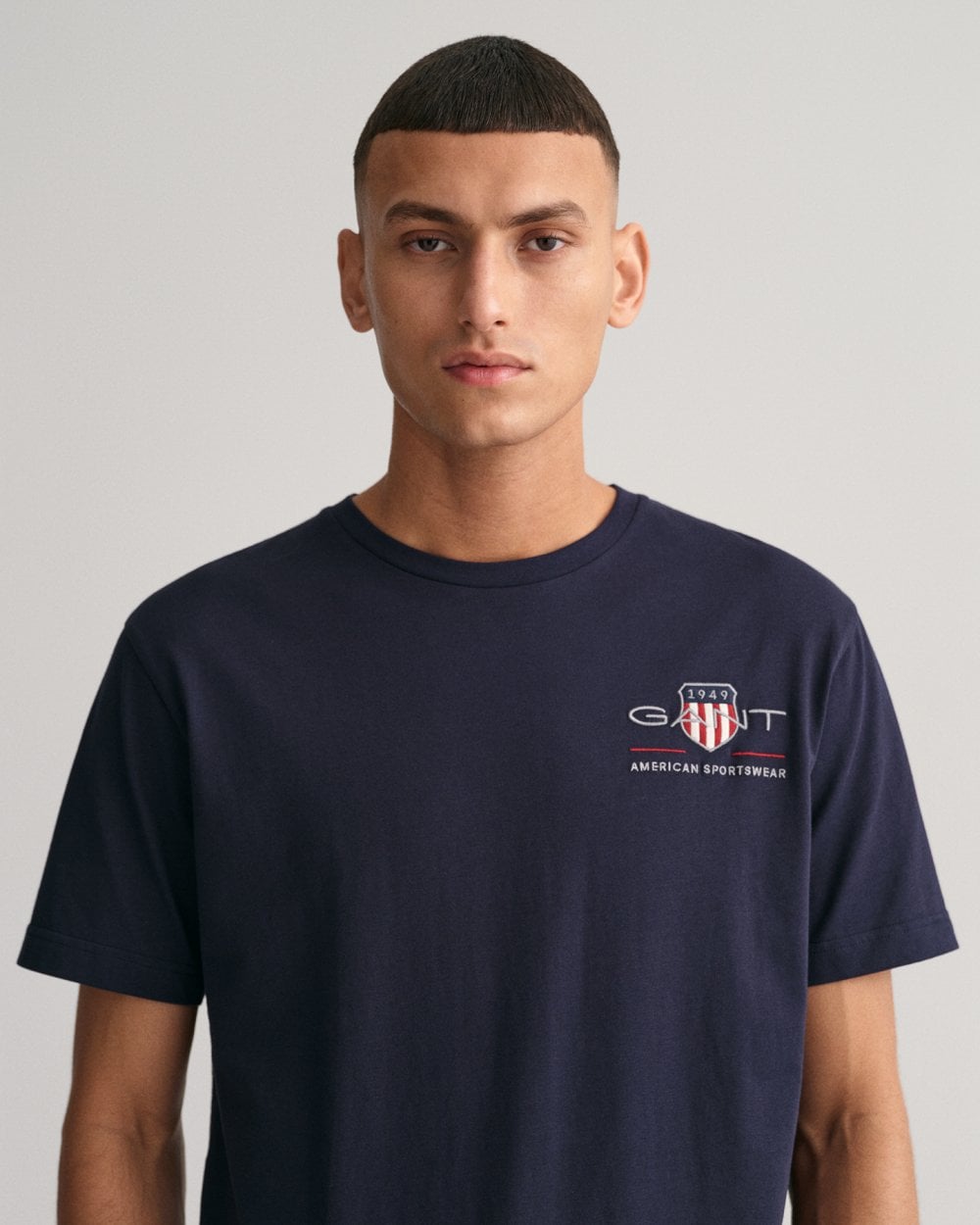 GANT Mens Regular Fit Embroidered Archive Shield T-Shirt - 433 Evening Blue
