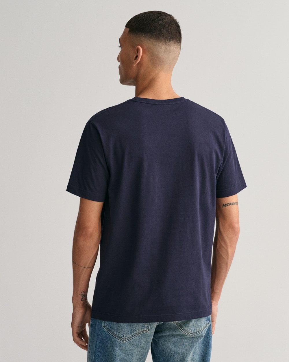 GANT Mens Regular Fit Embroidered Archive Shield T-Shirt - 433 Evening Blue