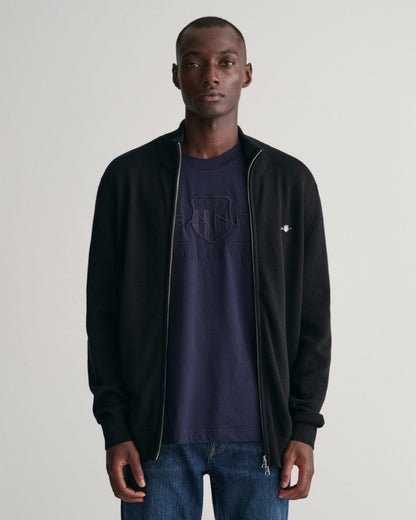 GANT Mens Casual Cotton Zip Cardigan - 5 Black