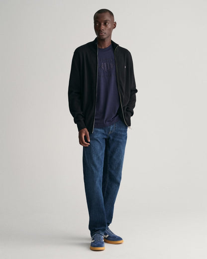 GANT Mens Casual Cotton Zip Cardigan - 5 Black