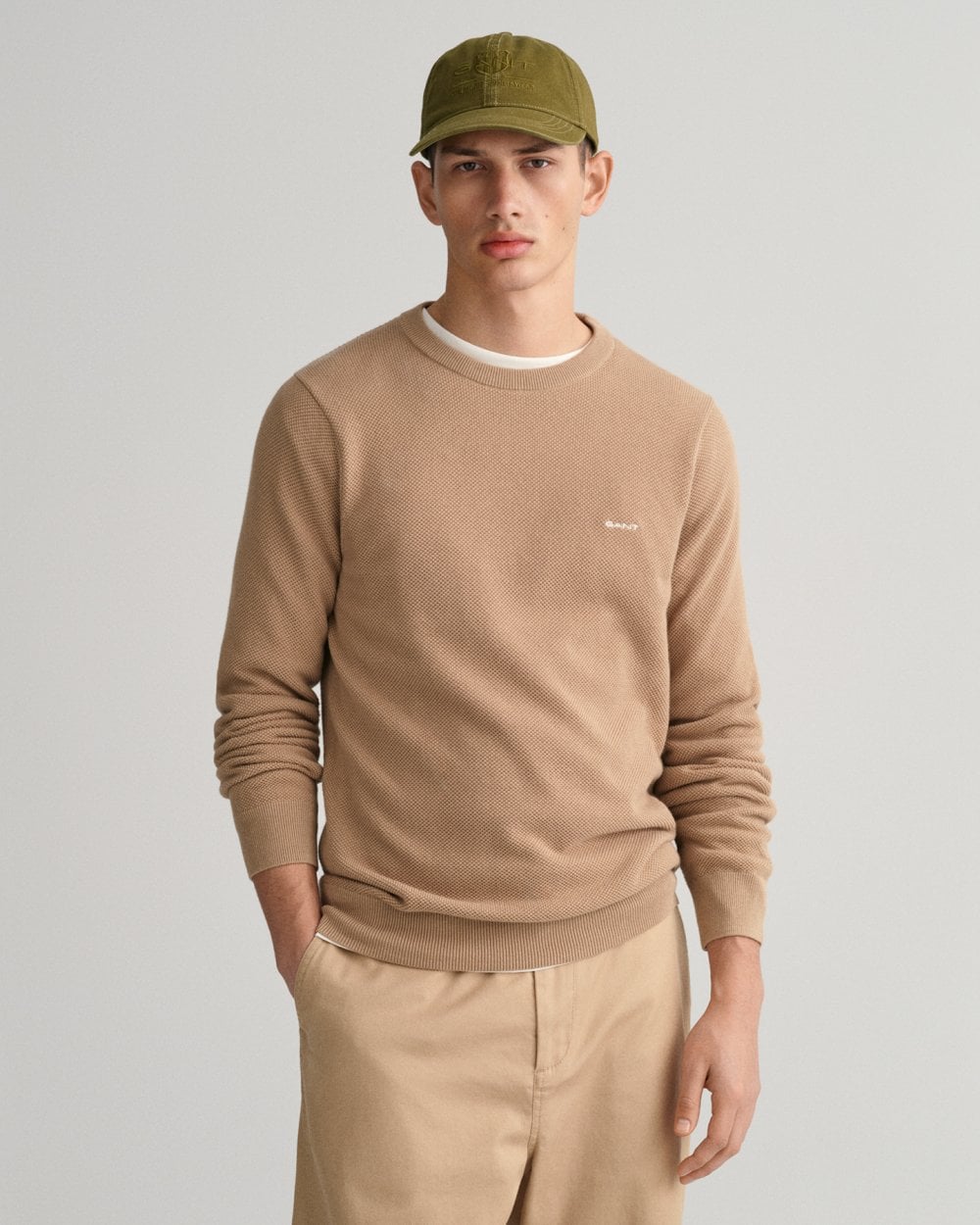 GANT Mens Cotton Pique Crew Neck Jumper