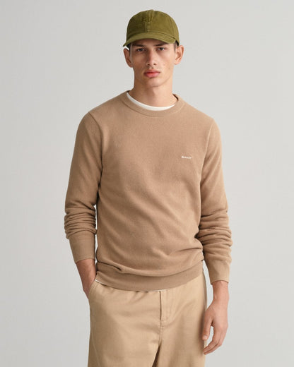 GANT Mens Cotton Pique Crew Neck Jumper