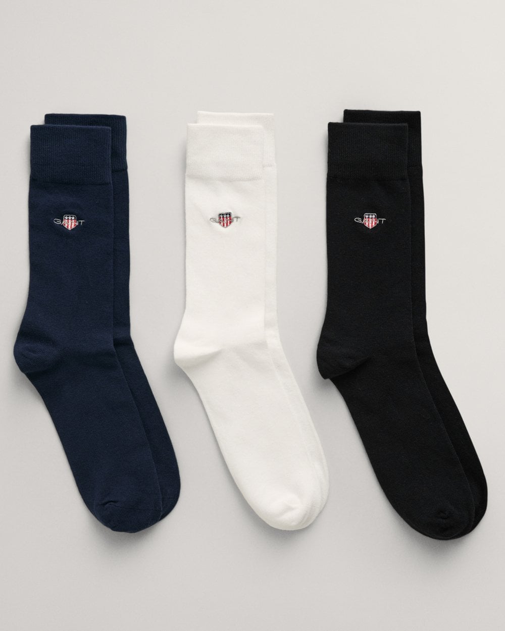 GANT Mens Shield Logo Socks 3-Pack - 5 Black/White/Evening Blue
