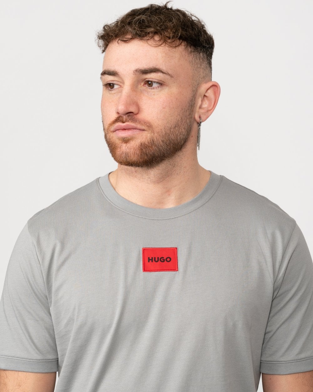 HUGO Diragolino212 Label Logo Mens T-Shirt - Medium Grey 039