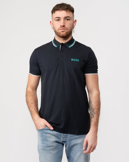 BOSS Green Paddy Pro Mens Cotton Blend Polo Shirt With Contrast Logos