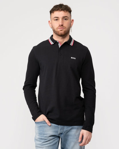 BOSS Green Plisy Mens Long Sleeve Contrast Collar Polo