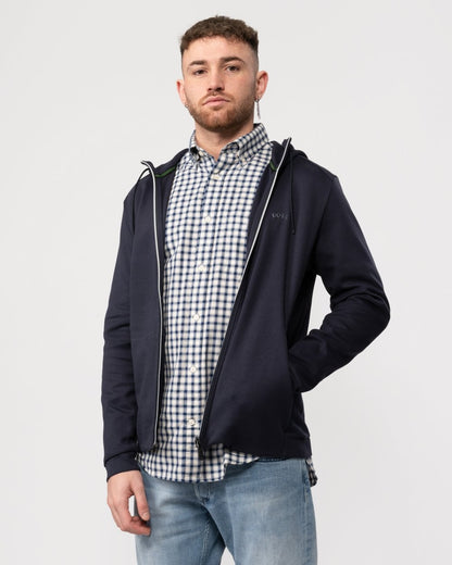 BOSS Green Saggy Curved Logo Mens Zip Through Hoodie