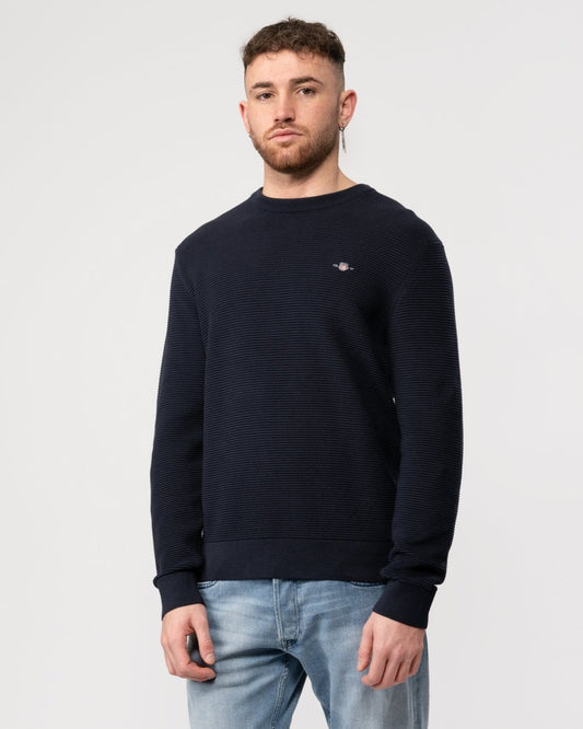 GANT GANT Mens Textured Cotton Crew Neck Jumper