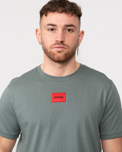 HUGO Diragolino212 Label Logo Mens T-Shirt - Dark Green 307
