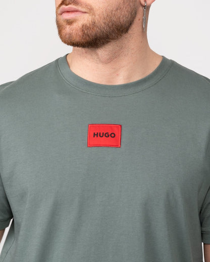 HUGO Diragolino212 Label Logo Mens T-Shirt - Dark Green 307