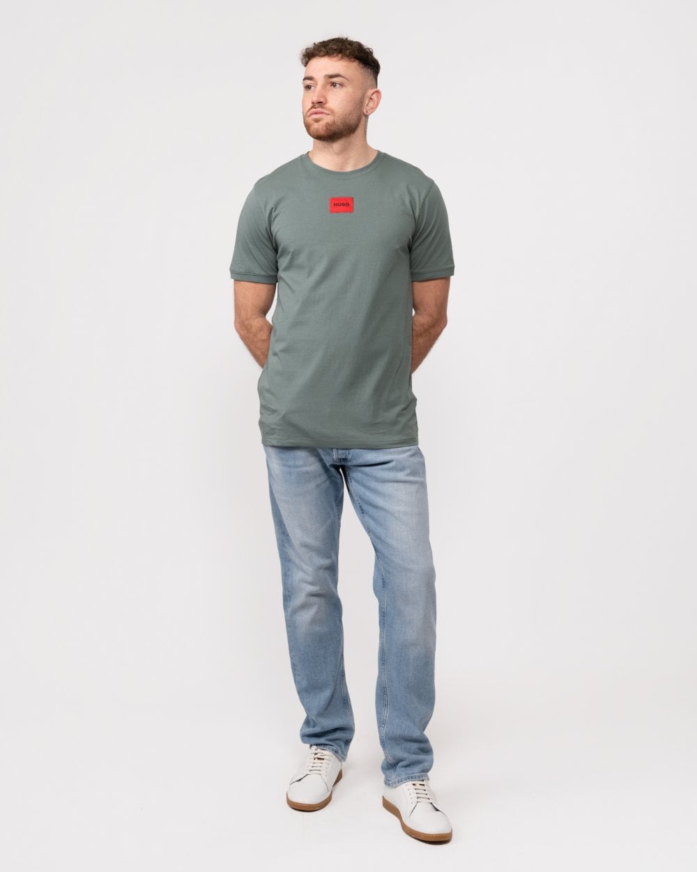 HUGO Diragolino212 Label Logo Mens T-Shirt - Dark Green 307