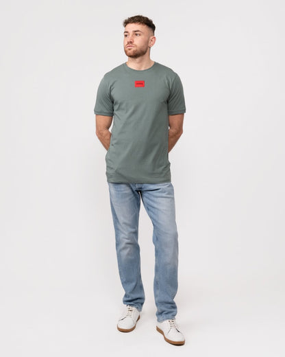 HUGO Diragolino212 Label Logo Mens T-Shirt - Dark Green 307
