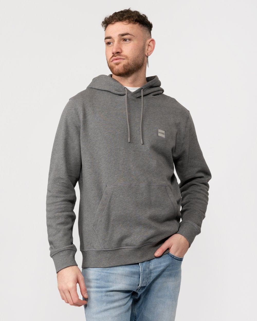 BOSS Orange Wetalk Mens Pullover Hoodie With Logo Patch