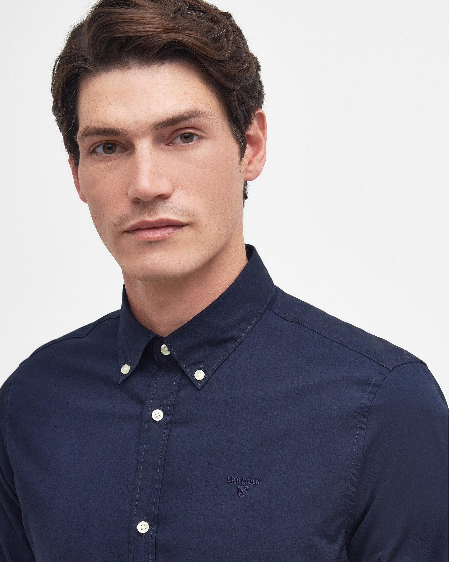 Barbour Crest Poplin Mens Long Sleeve Tailored Shirt - Navy
