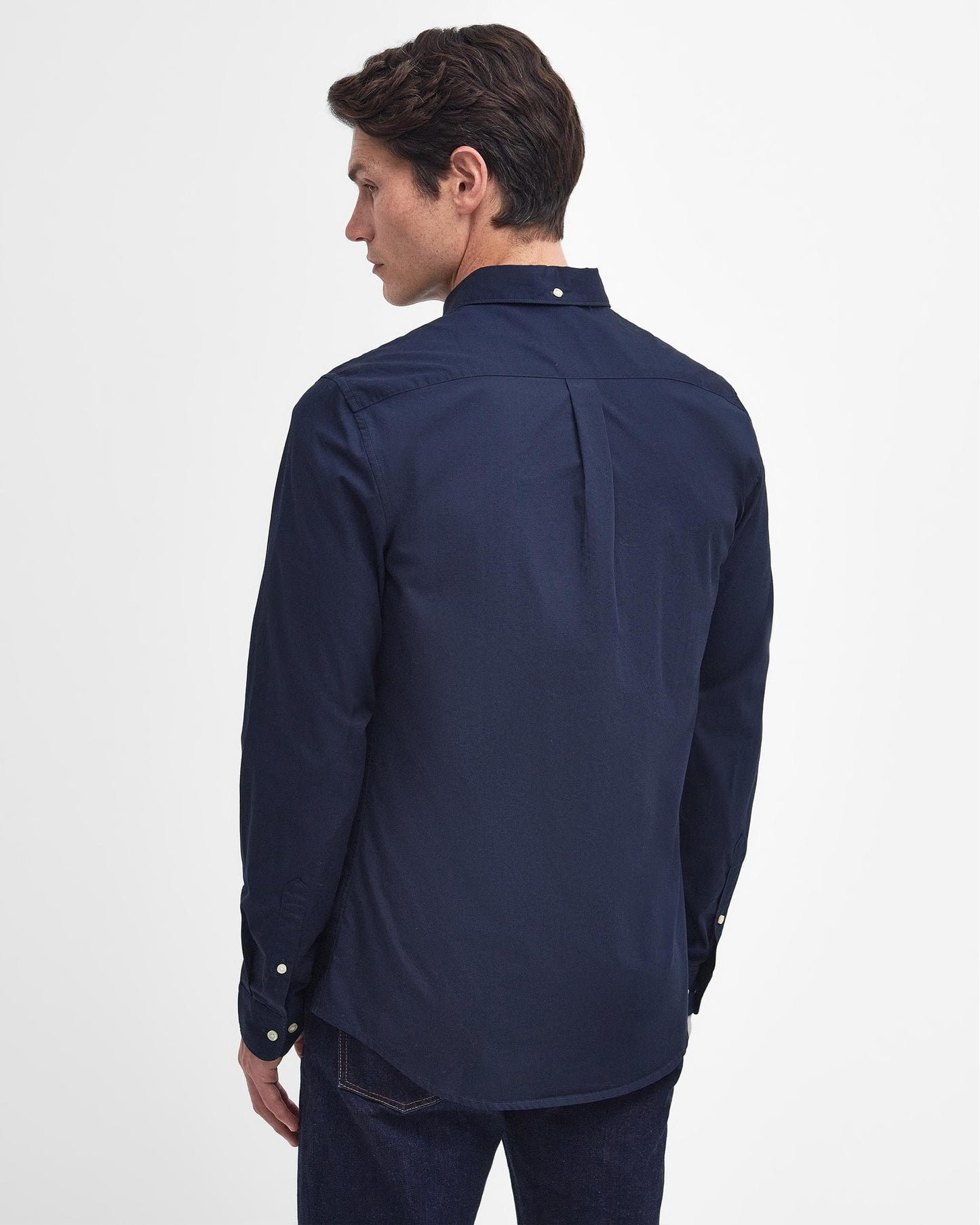 Barbour Crest Poplin Mens Long Sleeve Tailored Shirt - Navy