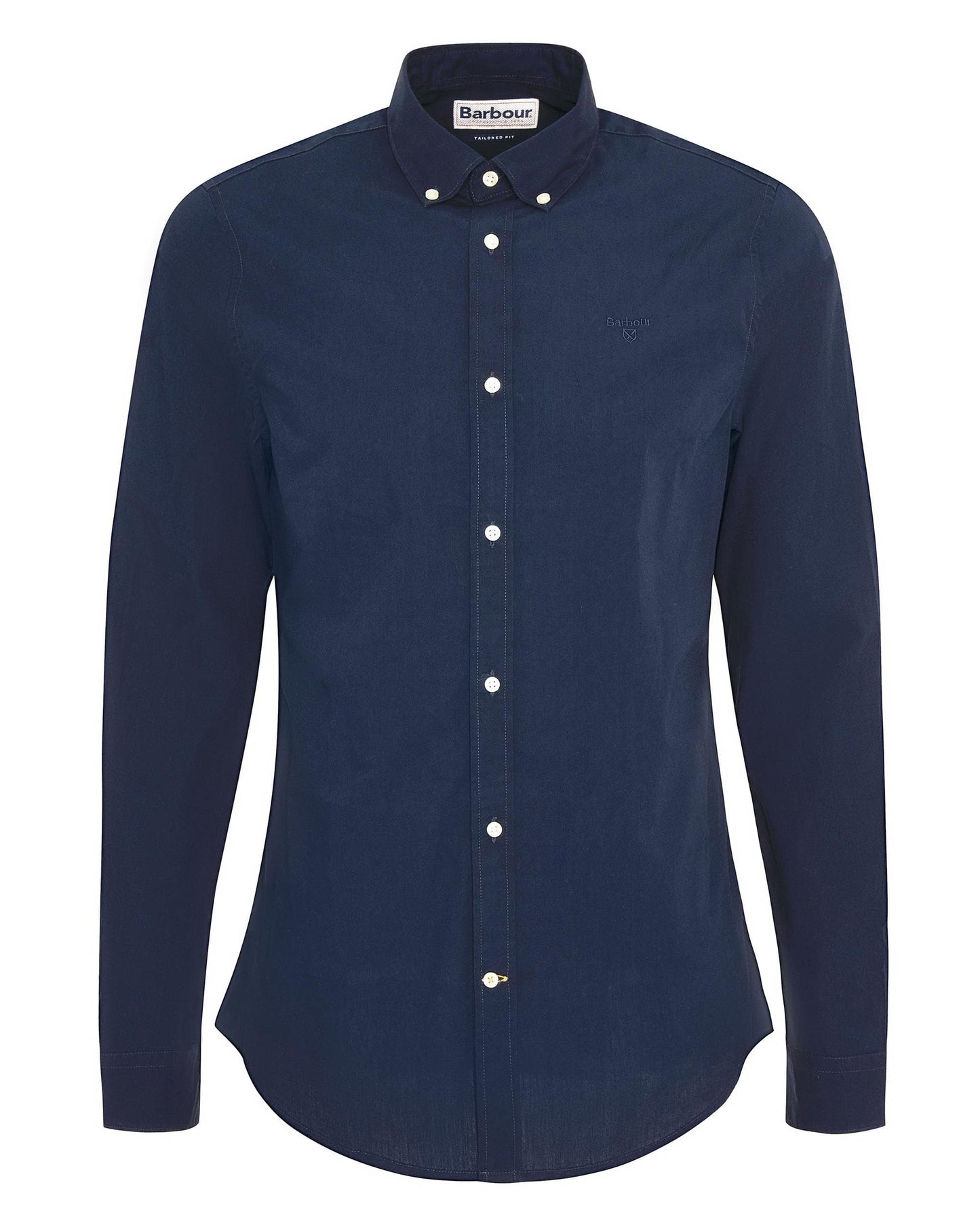 Barbour Crest Poplin Mens Long Sleeve Tailored Shirt - Navy