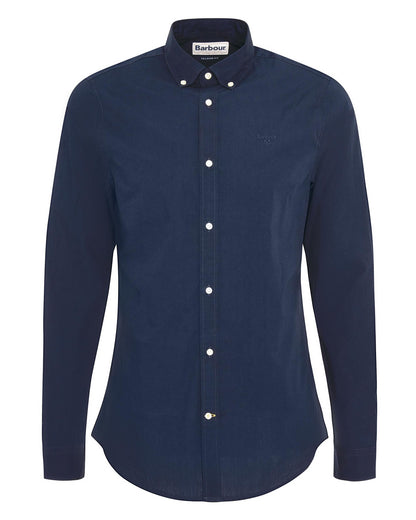 Barbour Crest Poplin Mens Long Sleeve Tailored Shirt - Navy