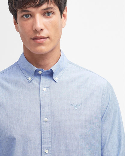 Barbour Crest Poplin Mens Long Sleeve Tailored Shirt - Sky