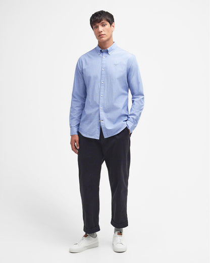 Barbour Crest Poplin Mens Long Sleeve Tailored Shirt - Sky