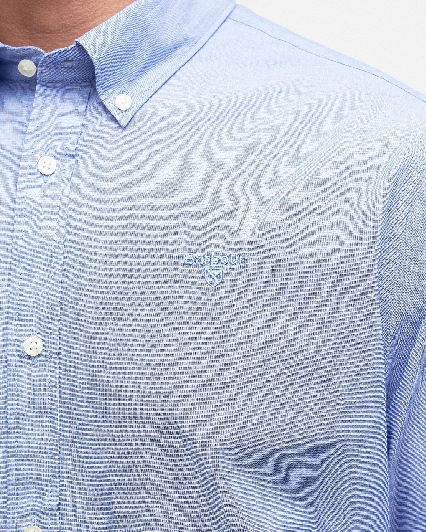 Barbour Crest Poplin Mens Long Sleeve Tailored Shirt - Sky