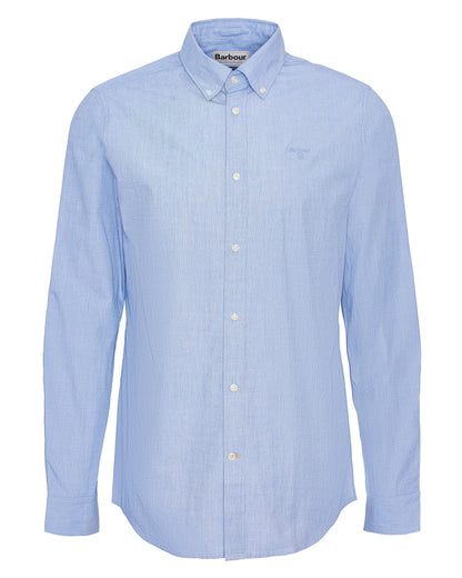 Barbour Crest Poplin Mens Long Sleeve Tailored Shirt - Sky