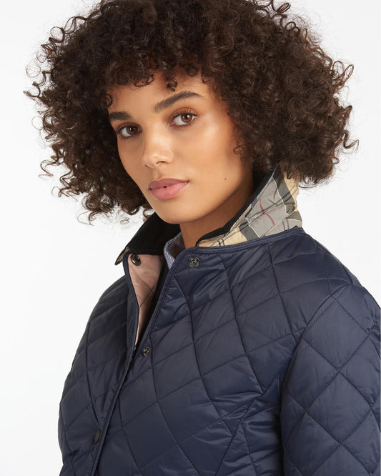 Barbour Deveron Quilted Womens Jacket - Navy/Pale Pink